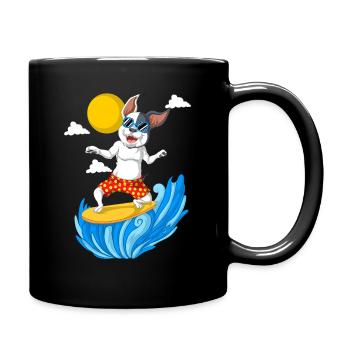 Spaß Surfen Französische Bulldogge Illustration - Tasse einfarbig - Schwarz - Rechts