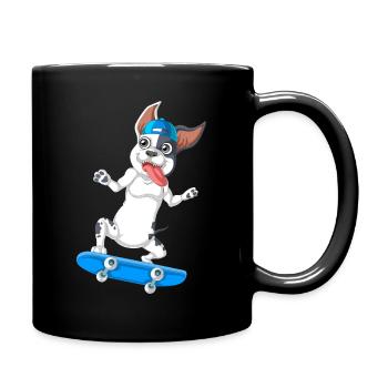 Energisches Skateboarden Französische Bulldogge Design - Tasse einfarbig - Schwarz - Rechts