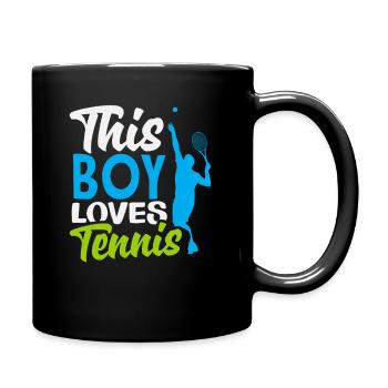 Dieser Junge Liebt Tennis Spieler - Tasse einfarbig - Schwarz - Rechts