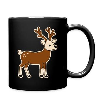 Niedliche Hirsche Verspielte Illustration Karibu - Tasse einfarbig - Schwarz - Rechts