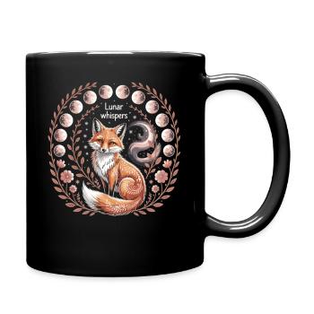 Mystischer Fuchs Mondphasen Shirt - Tasse einfarbig - Schwarz - Rechts