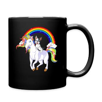French Bulldog Riding Unicorn – Cute Magical Dog F - Full Colour Mug - black - Right