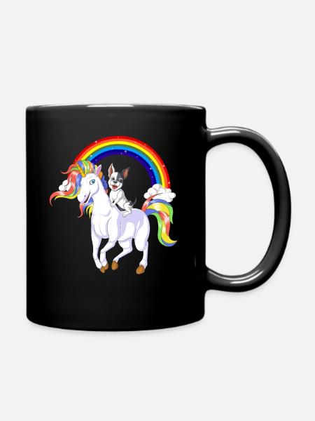 Französische Bulldogge Reiten Einhorn – Süßer magischer Hund F - Tasse einfarbig - Schwarz