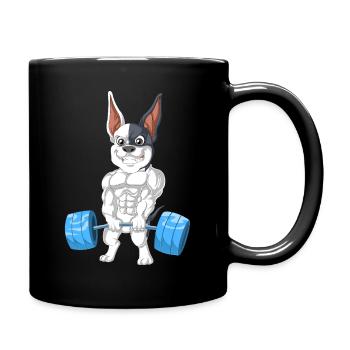 Französische Bulldogge Gewichtheben – Strong Dog Gym - Tasse einfarbig - Schwarz - Rechts