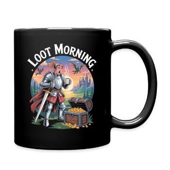 Gamer Shirt Loot Morning - Tasse einfarbig - Schwarz - Rechts