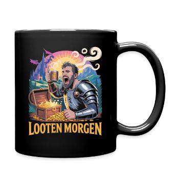 RPG Looten Morgen Kaffee T-Shirt - Tasse einfarbig - Schwarz - Rechts