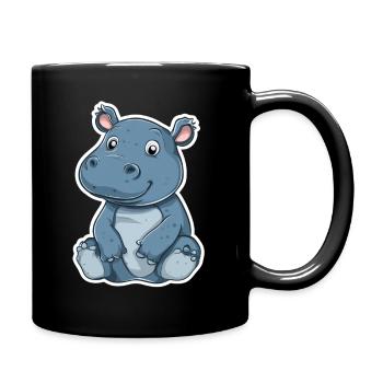 Nilpferd - Tasse einfarbig - Schwarz - Rechts