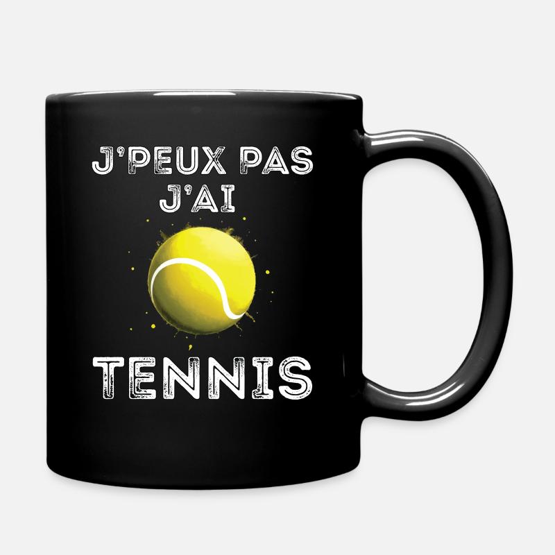I Can't I Have Tennis Player Idea Funny Gift - Full Colour Mug - black