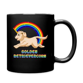 Golden Retriever Licorne Arc-en-ciel Design - Mug uni - noir - Droite