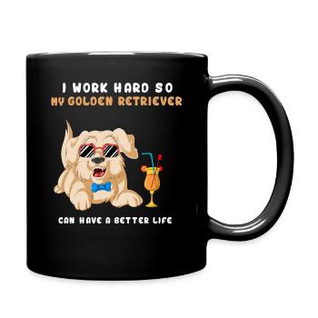 je travaille dur donc mon Golden Retriever super mignon - Mug uni - noir - Droite