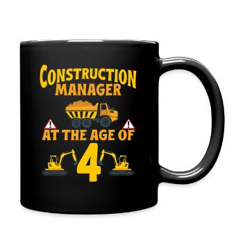 Fête de construction 4ème anniversaire camion 4 ans - Mug uni - noir - Droite