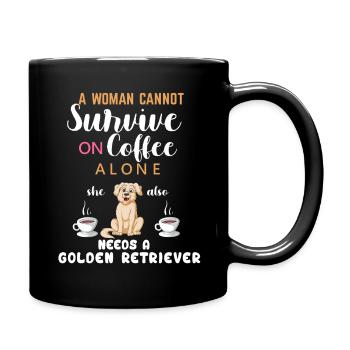 Women’s Coffee Love Cheerful Golden Retriever - Full Colour Mug - black - Right