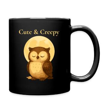 Owl Cute & Creepy Halloween Design 🌙 - Full Colour Mug - black - Right