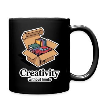 Books and Car in Cardboard Box Design - Full Colour Mug - black - Right