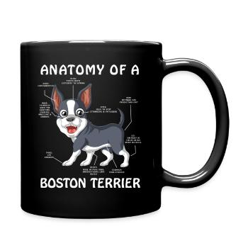 Anatomie Eines Boston Terrier Hundes süßes Haustier - Tasse einfarbig - Schwarz - Rechts