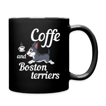 Coffee and Boston Terriers Fun Design - Full Colour Mug - black - Right