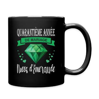 Emerald Wedding 40 Years Couple - Full Colour Mug - black - Right