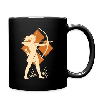 Girls Archer Archery Bow Target - Full Colour Mug - black - Right