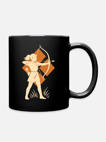 Mädchen Bogenschütze Bogenschießen Bogen Ziel - Tasse einfarbig - Schwarz