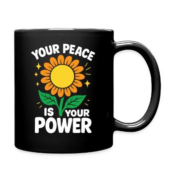 Affirmation Dein Frieden Ist Deine Kraft - Tasse einfarbig - Schwarz - Rechts