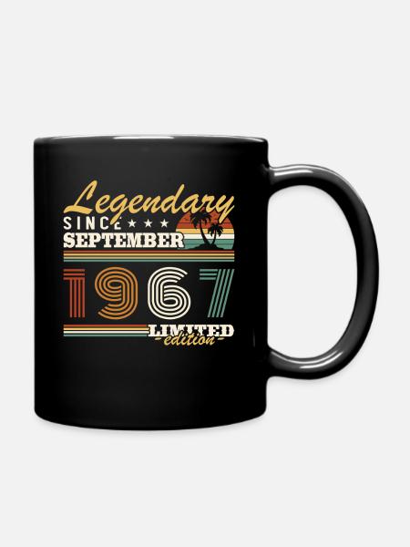September 1967 Vintage Birthday Gift - Full Colour Mug - black