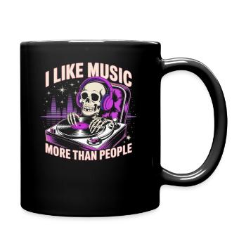 Ich mag Musik mehr als Menschen Skelett - Tasse einfarbig - Schwarz - Rechts