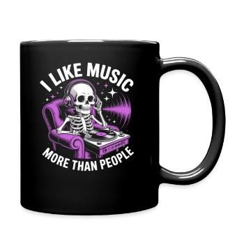 I Like Music More Than People Skeleton - Full Colour Mug - black - Right