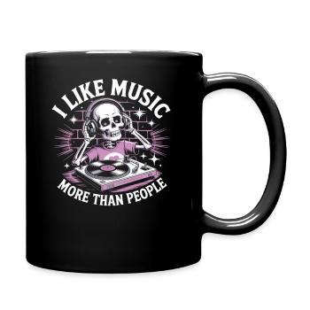 I Like Music More Than People Skeleton - Full Colour Mug - black - Right