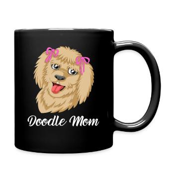 Süßes Pudel-Gekritzel mit Schleifen Golden Doodle Mama - Tasse einfarbig - Schwarz - Rechts