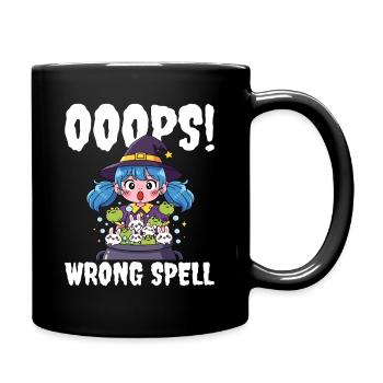 OOOPS! WRONG SPELL - WITCH HALLOWEEN - Full Colour Mug - black - Right