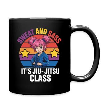 Jiu-Jitsu Motivational Design with Anime Character - Full Colour Mug - black - Right