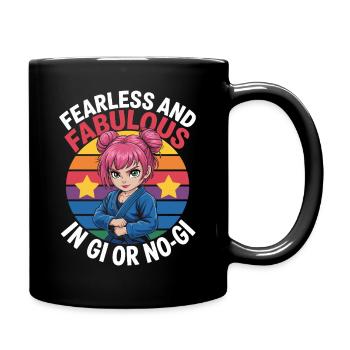 Brave and Fabulous Female Fighter Illustration - Full Colour Mug - black - Right