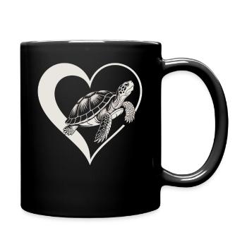 Turtle Heart Design - Full Colour Mug - black - Right