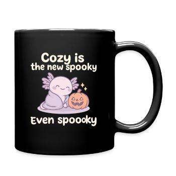 Cozy Halloween Axolotl mit Kürbis - Tasse einfarbig - Schwarz - Rechts