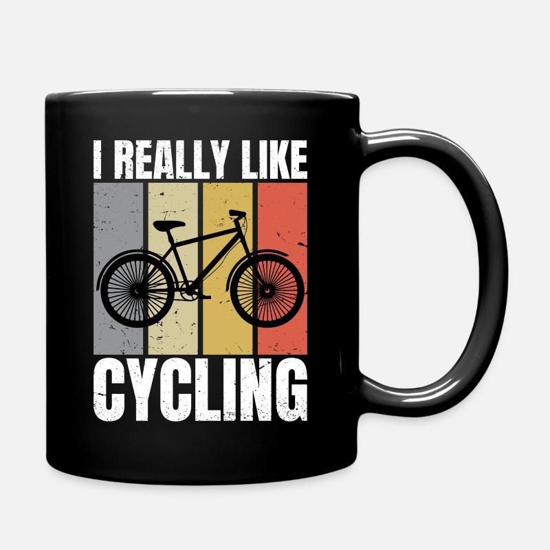 I Really Like Cycling Retro Loves Cycling Cyclist - Tasse einfarbig - Schwarz
