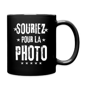 Lächeln für das Foto - Tasse einfarbig - Schwarz - Rechts