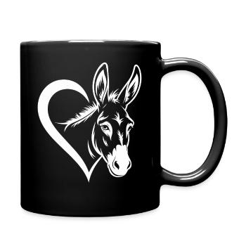 Herz und Esel - Tasse einfarbig - Schwarz - Rechts