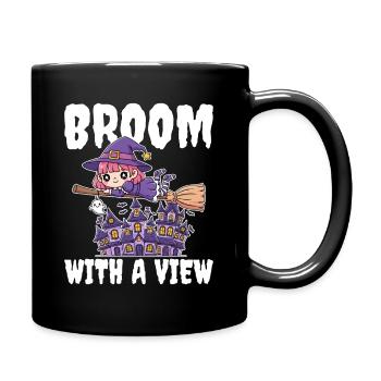 BROOM WITH A VIEW - WITCH HALLOWEEN - Full Colour Mug - black - Right