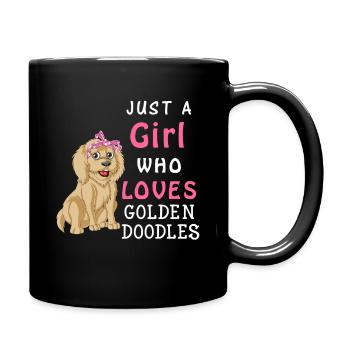 Goldenes Doodle Love Girl Design - Tasse einfarbig - Schwarz - Rechts