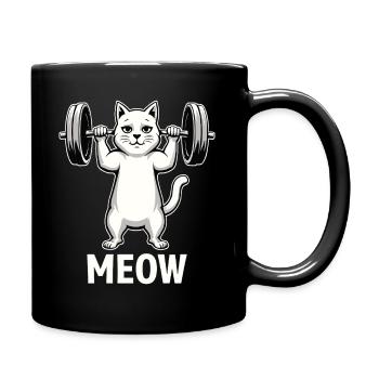 « Meow » - Chat fort pendant une séance d’entraînement - Mug uni - noir - Droite