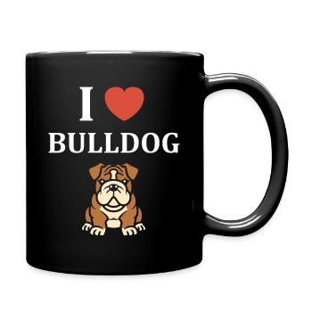 Ausdrucksstarkes Bulldoggen-Porträt - Tasse einfarbig - Schwarz - Rechts