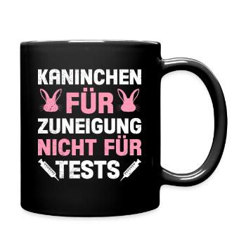 Tierschutz KANINCHEN FÜR ZUNEIGUNG NICHT FÜR TESTS - Tasse einfarbig - Schwarz - Rechts