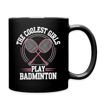 Badminton Girl Design - Tasse einfarbig - Schwarz - Rechts