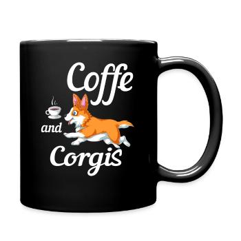 Corgi & Kaffee – Gemütliche Morgenstimmung - Tasse einfarbig - Schwarz - Rechts