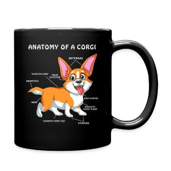 Anatomy of a Corgi – Funny Dog Lover Design - Full Colour Mug - black - Right