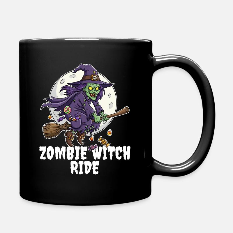 ZOMBIE WITCH RIDE - ZOMBIE HALLOWEEN - Full Colour Mug - black