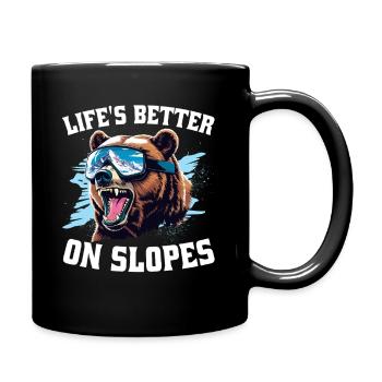 Ski Skifahrer Wintersport Life's better on slopes - Tasse einfarbig - Schwarz - Rechts