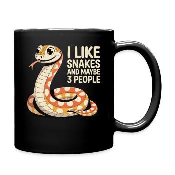 I Like Snakes – Lustiges Schlangenmotiv - Tasse einfarbig - Schwarz - Rechts