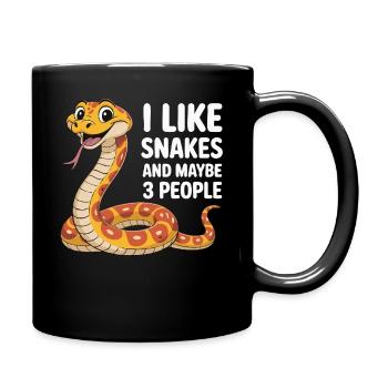 I Like Snakes – Funny Snake Motif - Full Colour Mug - black - Right