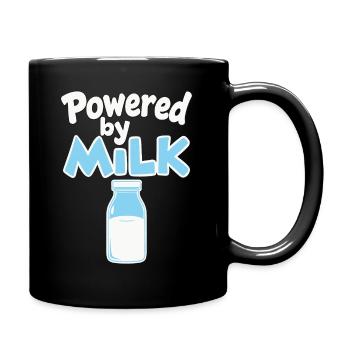 Powered by Milk - Milchflasche Baby Spruch - Tasse einfarbig - Schwarz - Rechts